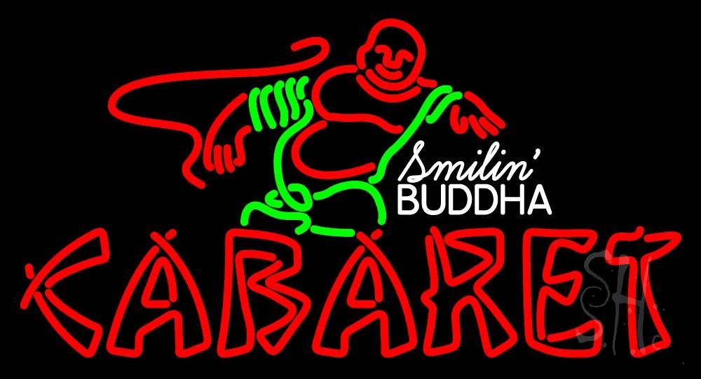 N105-2371-clear Double Stroke Cabaret Logo Clear Backing Neon Sign - White, Green & Red - 20 in. Tall x 37 in. Wide