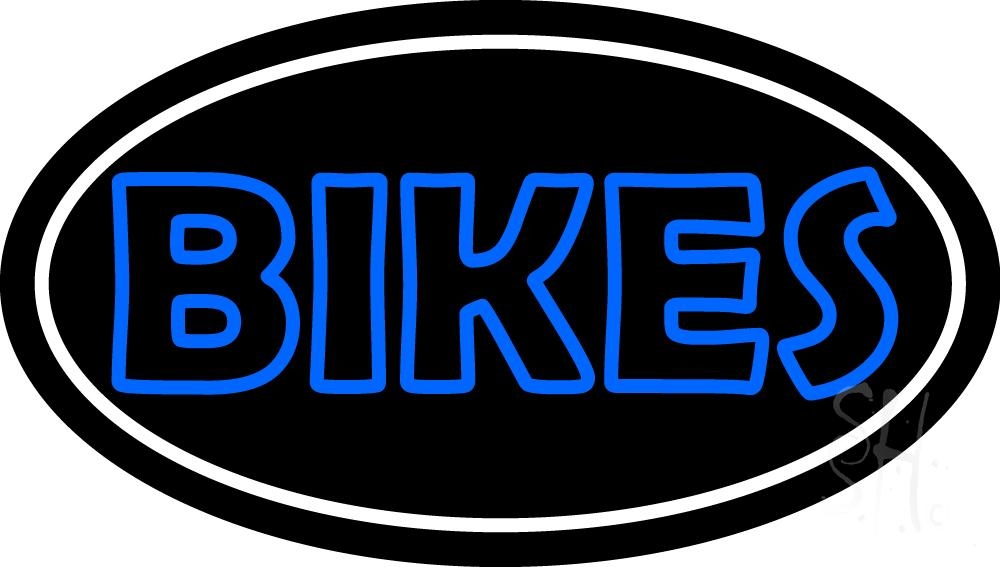 N105-6234-clear Blue Double Stroke Bikes Clear Backing Neon Sign - Blue & White - 17 in. Tall x 30 in. Wide