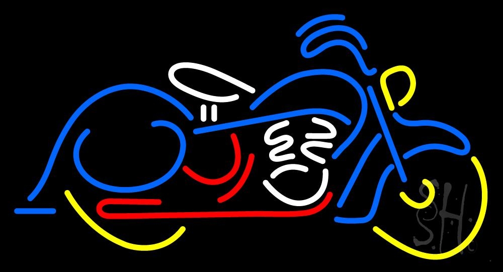 N105-6273-clear Classic Motorcycle Clear Backing Neon Sign - Red, Yellow, Blue & White - 20 in. Tall x 37 in. Wide