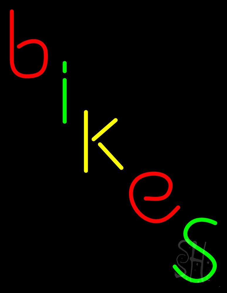 N105-6606-clear Multicolored Bikes Clear Backing Neon Sign - Red, Yellow & Green - 31 in. Tall x 24 in. Wide