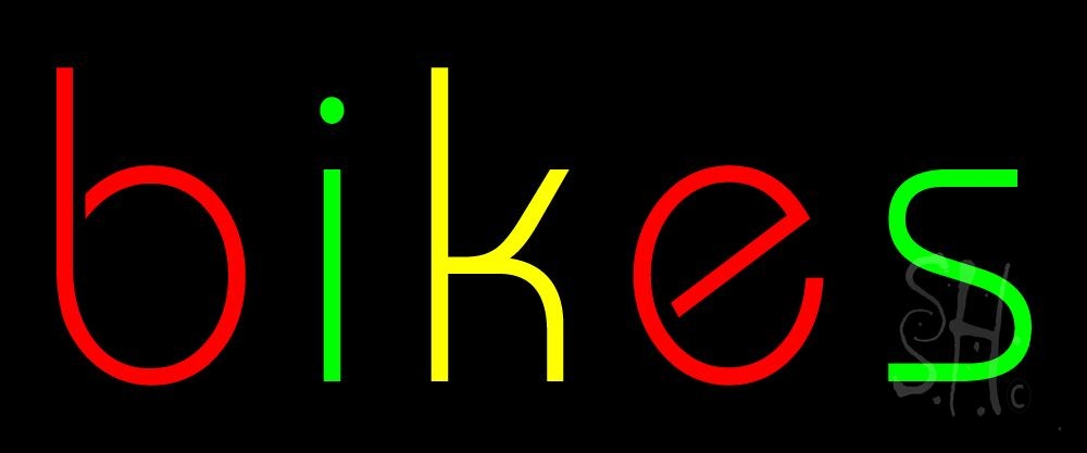 N105-6612-clear Multicolored Bikes Clear Backing Neon Sign - Red, Green & Yellow - 10 in. Tall x 24 in. Wide