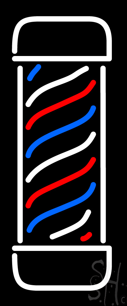 N500-2767-clear Vertical Barber Pole Clear Backing Neon Sign - Red, White & Blue - 10 in. Tall x 24 in. Wide