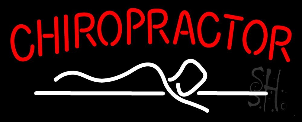 N105-2303-clear Red Chiropractor Logo Clear Backing Neon Sign - Red & White - 13 in. Tall x 32 in. Wide