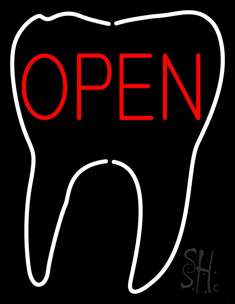 N105-2306-clear Tooth Logo Open Clear Backing Neon Sign - Red & White - 31 in. Tall x 24 in. Wide
