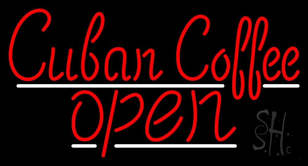 N105-3651-clear Red Cuban Coffee Open Clear Backing Neon Sign - Red & White - 20 in. Tall x 37 in. Wide