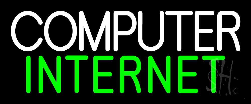 N105-3793-clear Computer Internet Clear Backing Neon Sign - Green & White - 10 in. Tall x 24 in. Wide