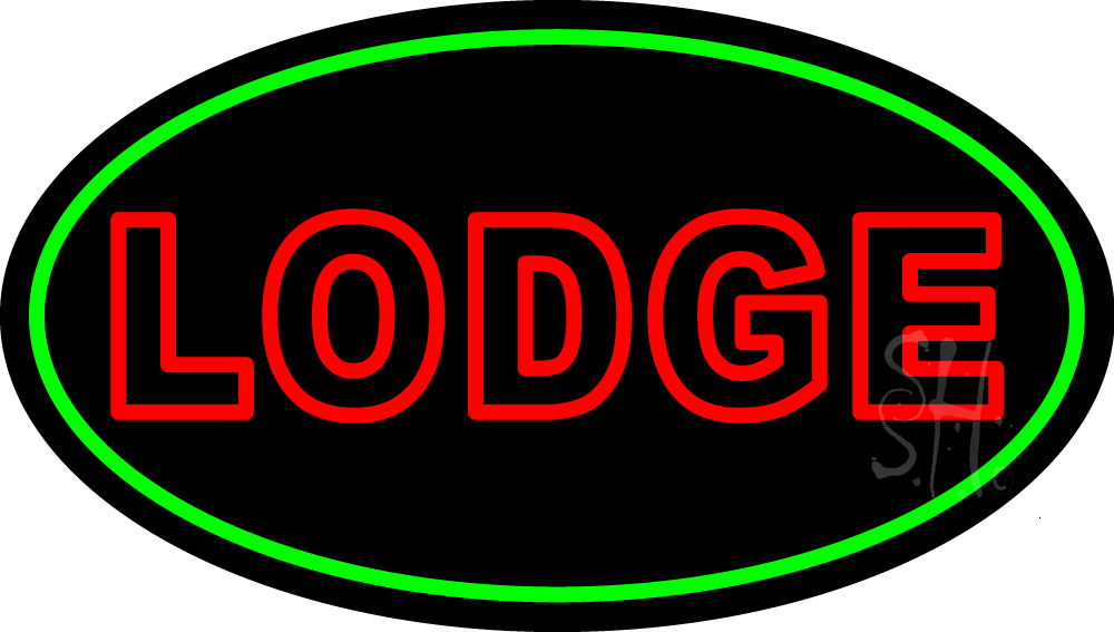N105-15387-clear Double Stroke Lodge Clear Backing Neon Sign - Red & Green - 17 in. Tall x 30 in. Wide