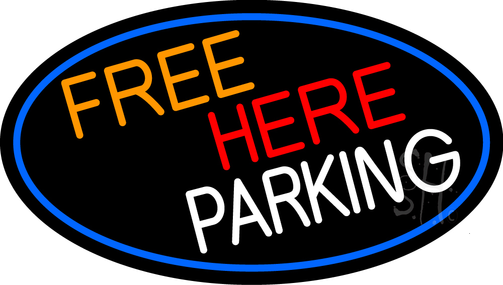 N105-15459-clear Free Her Parking Oval with Blue Border Clear Backing Neon Sign - Blue, Orange, Red & White - 17 in. Tall x 30 in. Wide