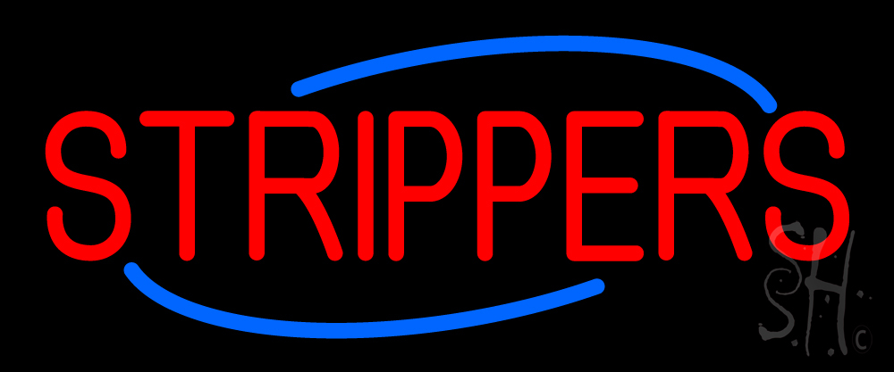 N105-16018-clear Red Strippers Clear Backing Neon Sign - Red & Blue - 10 in. Tall x 24 in. Wide