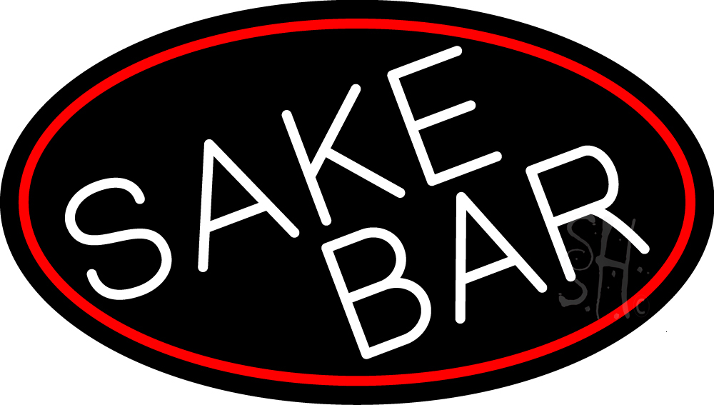 N105-16069-clear Sake Bar Oval with Red Border Clear Backing Neon Sign - Red & White - 17 in. Tall x 30 in. Wide