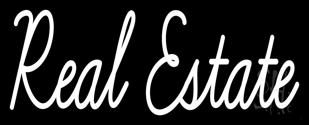 N105-2763-clear Cursive Real Estate 1 Clear Backing Neon Sign - White - 13 in. Tall x 32 in. Wide