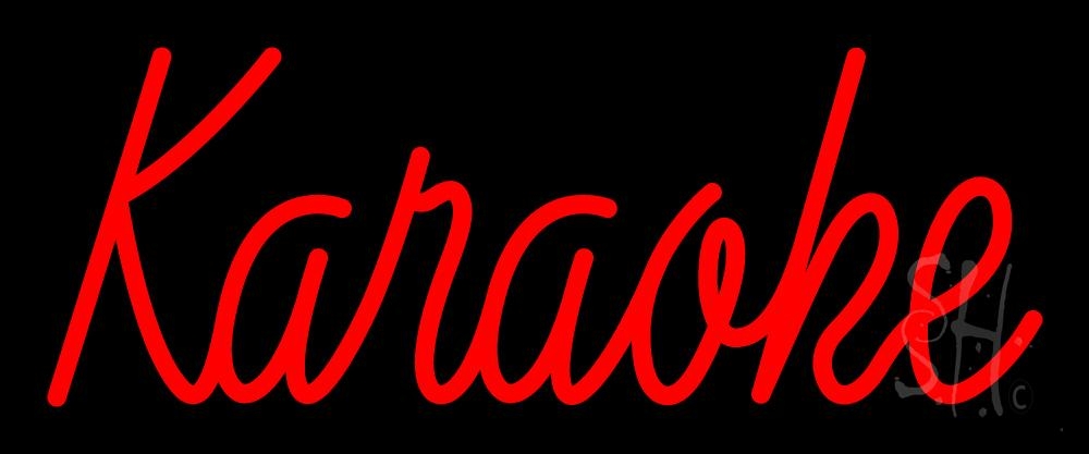 N105-8469-clear Karaoke Cursive 1 Clear Backing Neon Sign - Red - 10 in. Tall x 24 in. Wide