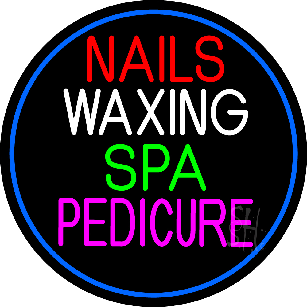 N105-15754-clear Nails Waxing Spa Pedicure Clear Backing Neon Sign - Multi Color - 26 in. Tall x 26 in. Wide