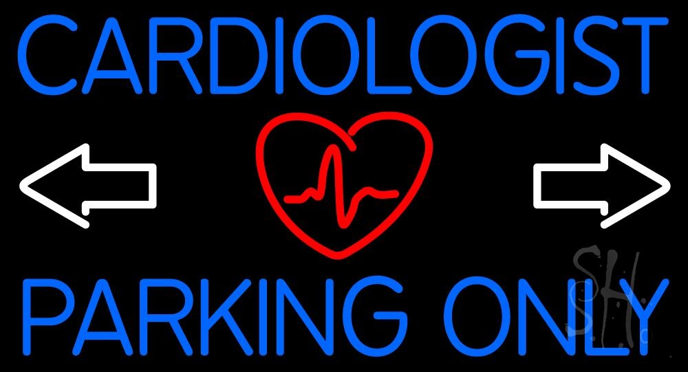 N105-2398-clear Cardiologist Parking Only Clear Backing Neon Sign - Blue, Red & White - 20 in. Tall x 37 in. Wide