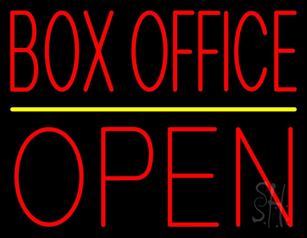 N105-7335-clear Red Box Office Open Clear Backing Neon Sign - Red & Yellow - 24 in. Tall x 31 in. Wide
