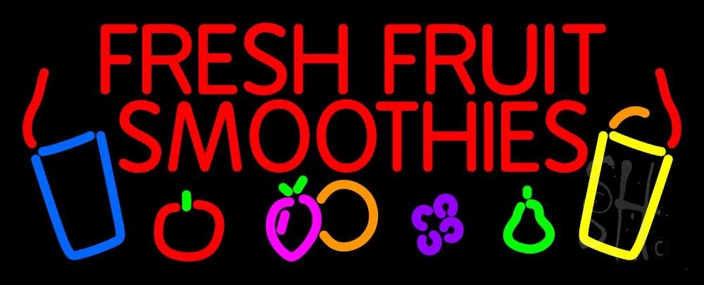 N105-1222-clear Red Fresh Smoothies Clear Backing Neon Sign - Multi Color - 13 in. Tall x 32 in. Wide