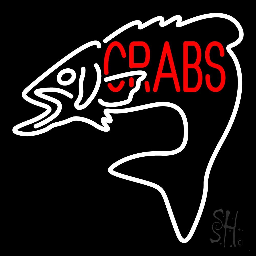N105-5225-clear Crabs with Fish Logo Clear Backing Neon Sign - Red & White - 24 in. Tall x 24 in. Wide