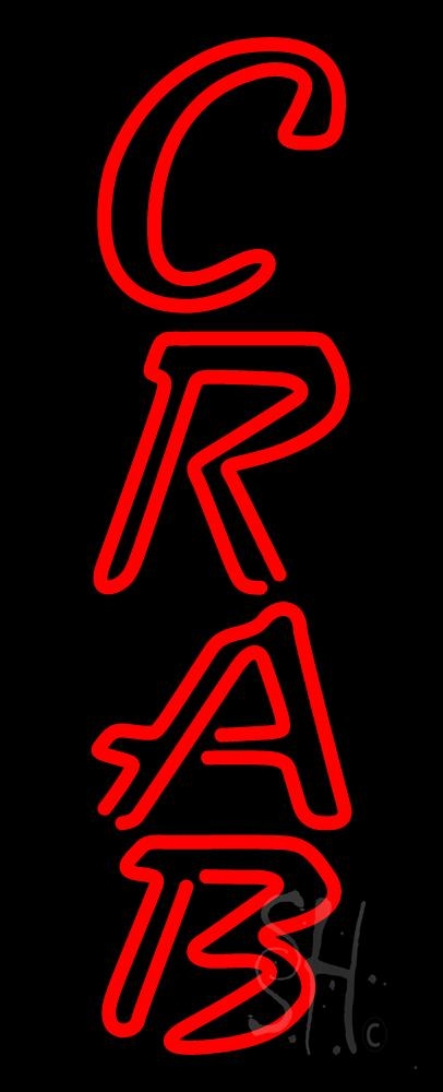 N105-5226-clear Crab Vertical Clear Backing Neon Sign - Red - 32 in. Tall x 13 in. Wide