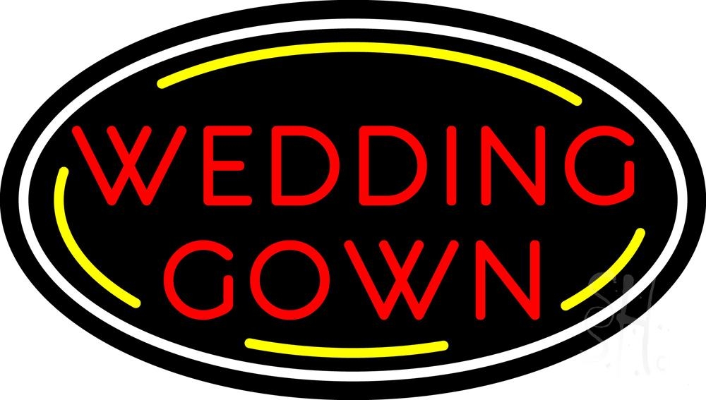 N105-5378-clear Oval Wedding Gown Clear Backing Neon Sign - Red, Yellow & White - 17 in. Tall x 30 in. Wide