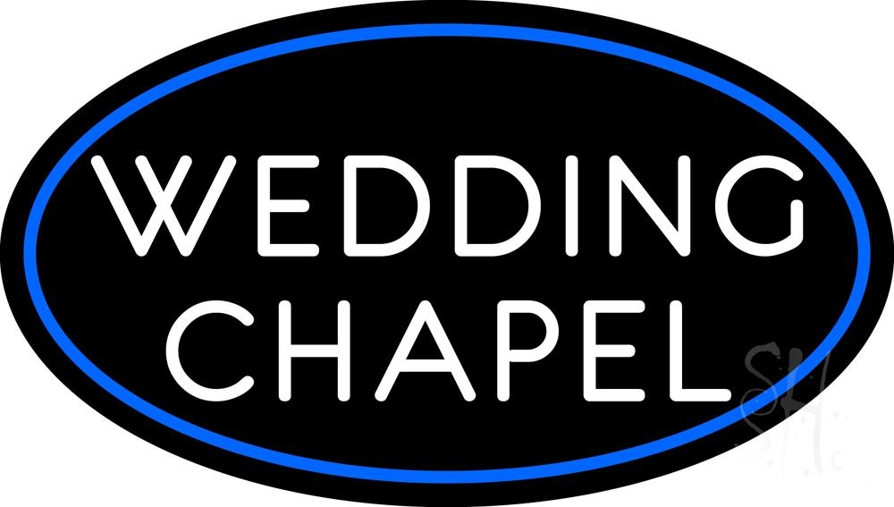 N105-5380-clear Oval White Wedding Chapel Clear Backing Neon Sign - Blue & White - 17 in. Tall x 30 in. Wide