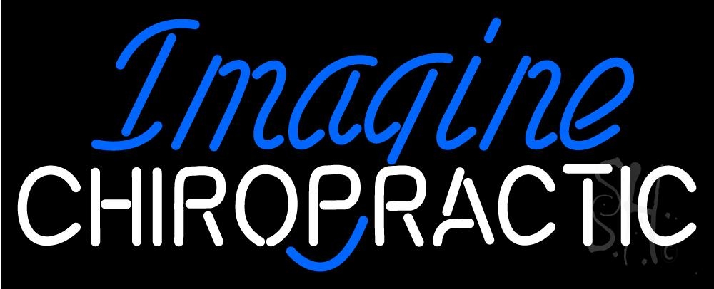 N105-2340-clear Imagine Chiropractic Clear Backing Neon Sign - Blue & White - 13 in. Tall x 32 in. Wide