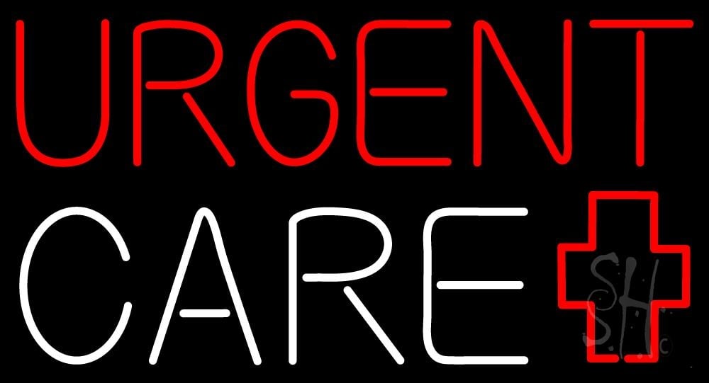 N105-2358-clear Red Urgent Care Plus Logo Clear Backing Neon Sign - Red & White - 20 in. Tall x 37 in. Wide -  The Sign Store