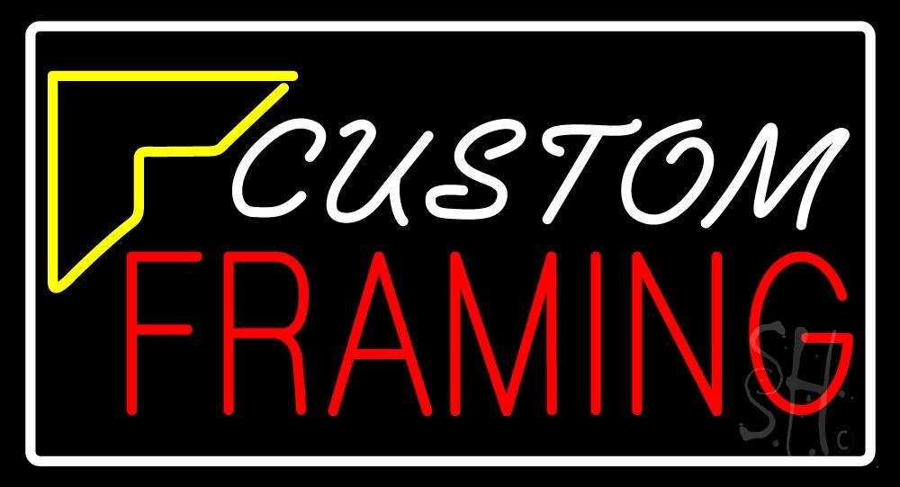 N105-6743-clear White Custom Red Framing Clear Backing Neon Sign - White, Red & Yellow - 20 in. Tall x 37 in. Wide