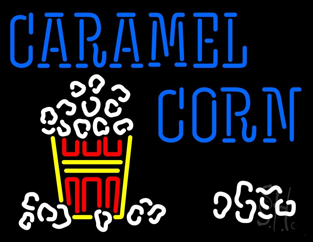 N105-6781-clear Blue Caramel Corn with Logo Clear Backing Neon Sign - Blue, Red, White & Yellow - 24 in. Tall x 31 in. Wide