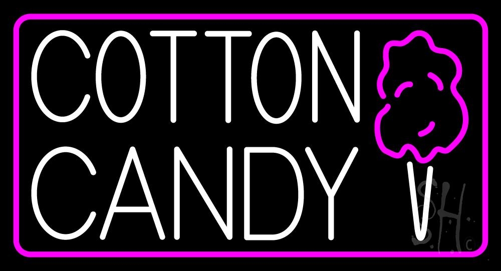 N105-2862-clear Cotton Candy with Logo Clear Backing Neon Sign - Pink & White - 20 in. Tall x 37 in. Wide