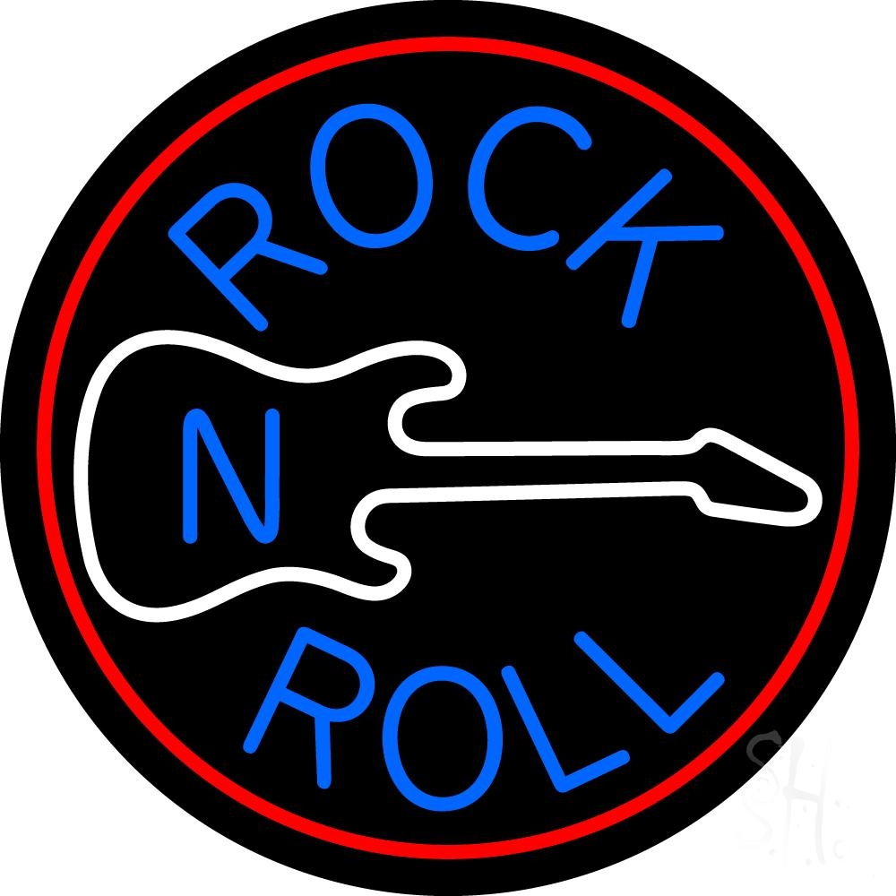 N105-7586-clear Blue Rock Disc 1 Clear Backing Neon Sign - Red, White & Blue - 26 in. Tall x 26 in. Wide