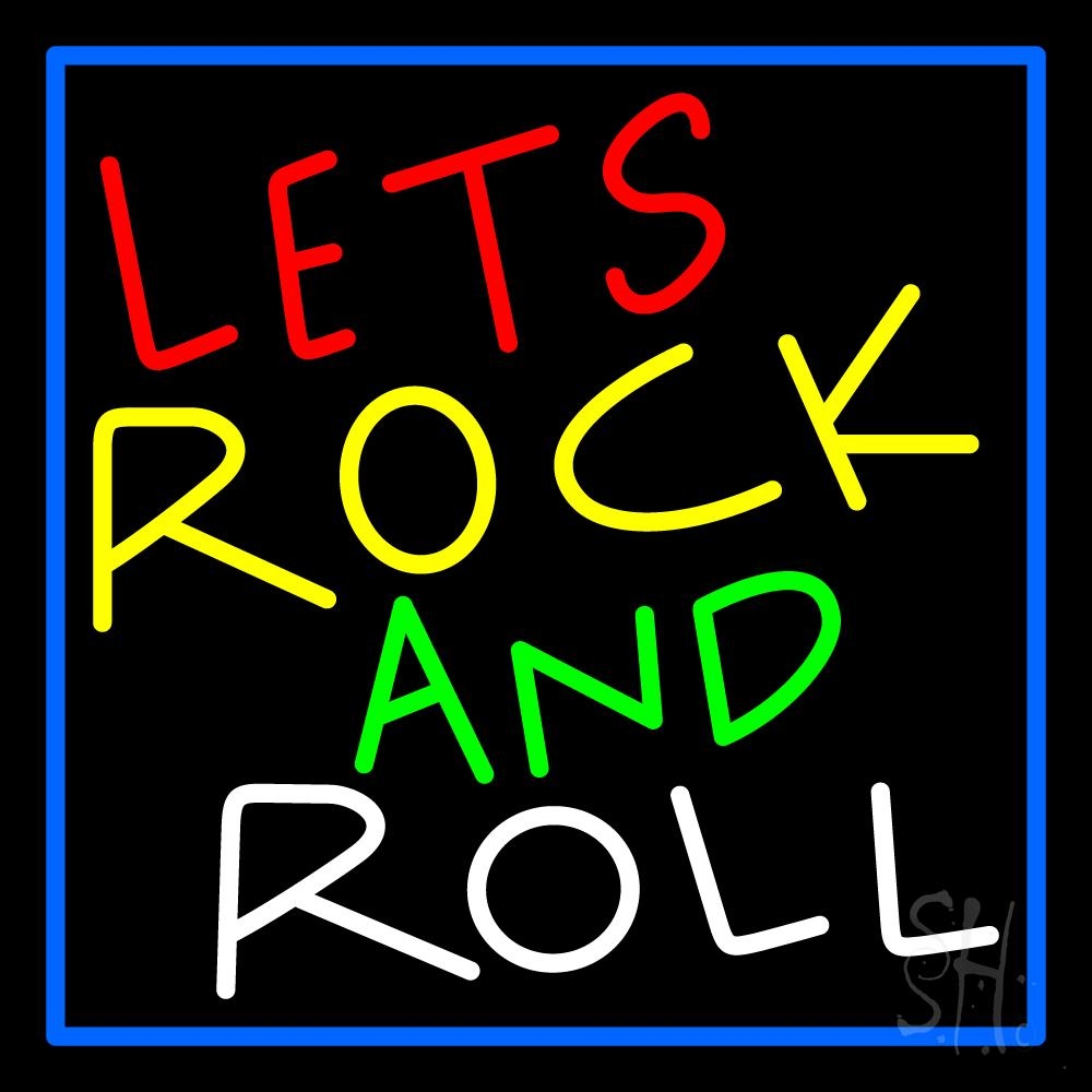 N105-7968-clear Lets Rock N Roll 2 Clear Backing Neon Sign - Multi Color - 24 in. Tall x 24 in. Wide