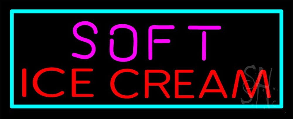 N105-1231-clear Soft Ice Cream Clear Backing Neon Sign - Turquoise, Red & Pink - 13 in. Tall x 32 in. Wide