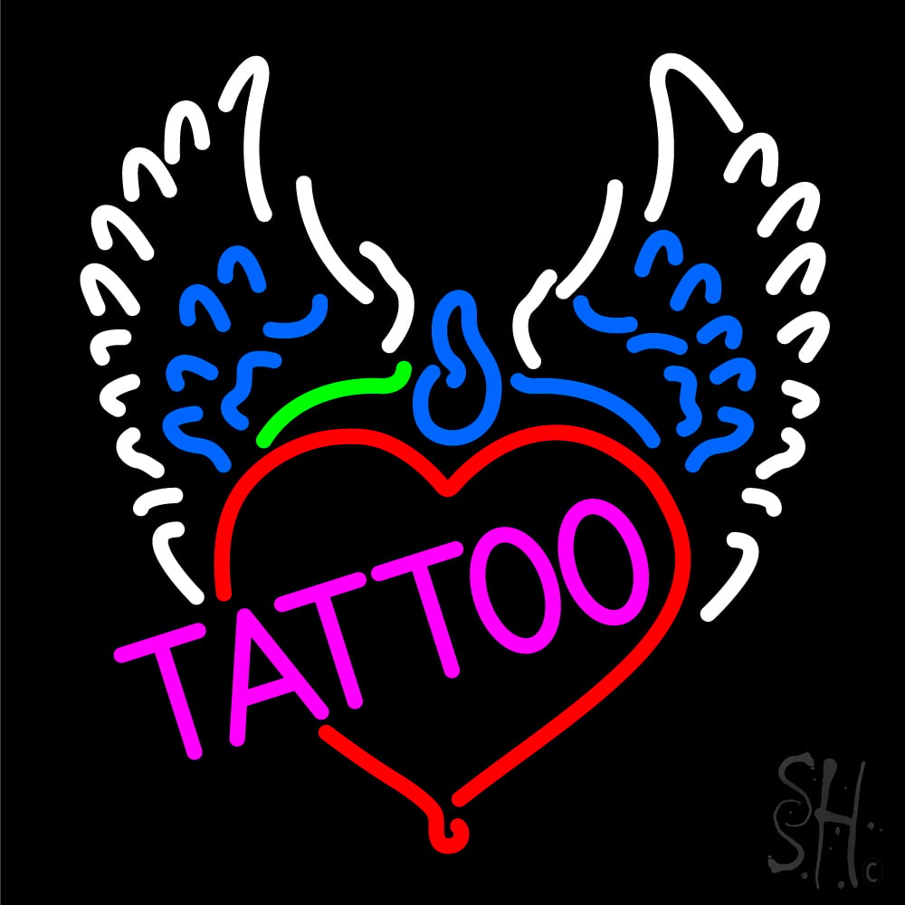 N105-15870-clear Piercing Tattoo Addiction Logo Clear Backing Neon Sign - Multi Color - 24 in. Tall x 24 in. Wide
