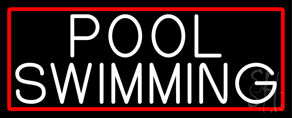 N105-15912-clear Pool Swimming with Red Border Clear Backing Neon Sign - Red & White - 13 in. Tall x 32 in. Wide
