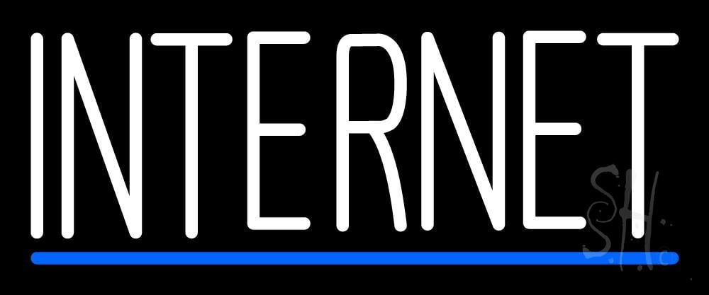 N105-3942-clear Internet Blue Line Clear Backing Neon Sign - White & Blue - 10 in. Tall x 24 in. Wide