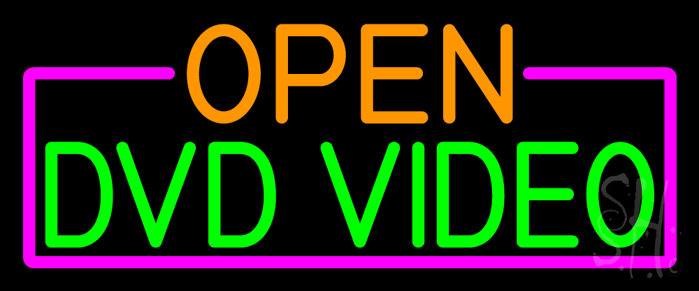 N105-16645-clear Open Dvd Video with Pink Border Clear Backing Neon Sign - Pink, Orange & Green - 10 in. Tall x 24 in. Wide