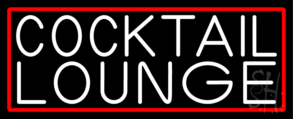 N105-15174-clear Cocktail Lounge with Red Border Clear Backing Neon Sign - Red & White - 13 in. Tall x 32 in. Wide