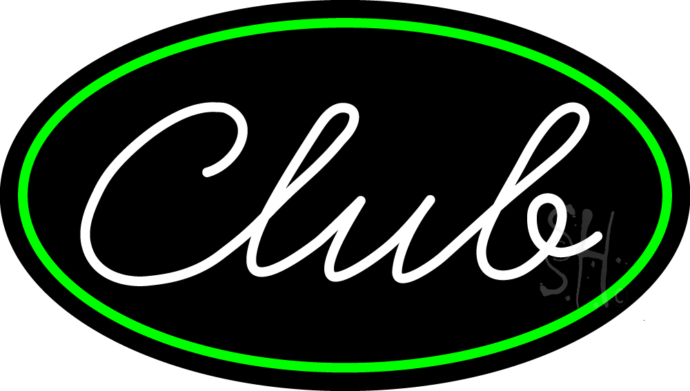 N105-15255-clear Cursive Club Clear Backing Neon Sign - White & Green - 17 in. Tall x 30 in. Wide