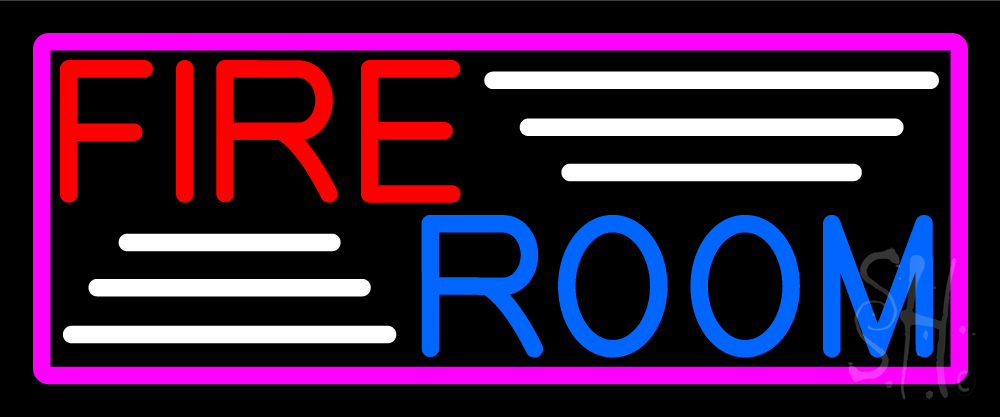 N105-15443-clear Fire Room with Pink Border Clear Backing Neon Sign - Red, White, Pink & Blue - 10 in. Tall x 24 in. Wide
