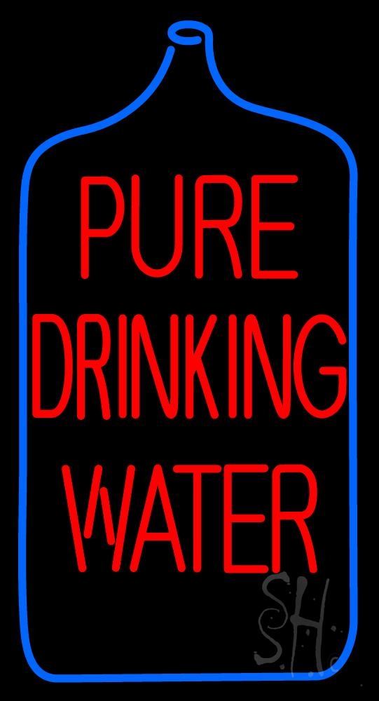 N105-1431-clear Pure Drinking Water Clear Backing Neon Sign - Red & Blue - 37 in. Tall x 20 in. Wide