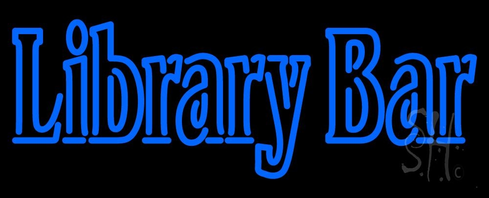 N105-2255-clear Double Stroke Library Bar Clear Backing Neon Sign - Blue - 13 in. Tall x 32 in. Wide