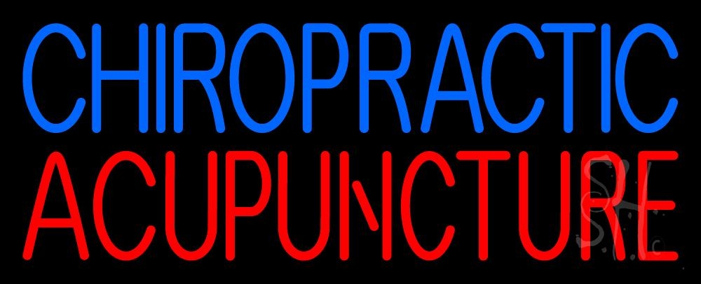 N105-2280-clear Chiropractic & Acupuncture Clear Backing Neon Sign - Blue & Red - 13 in. Tall x 32 in. Wide