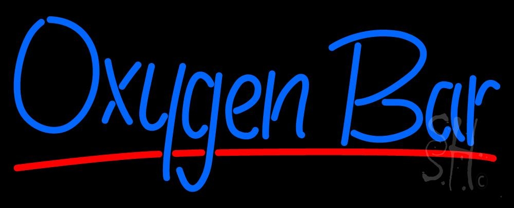 N105-2354-clear Oxygen Bar Clear Backing Neon Sign - Red & Blue - 13 in. Tall x 32 in. Wide -  The Sign Store