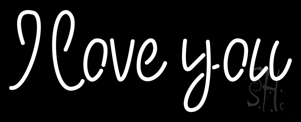 N105-1844-clear White I Love You Clear Backing Neon Sign - 13 in. Tall x 32 in. Wide