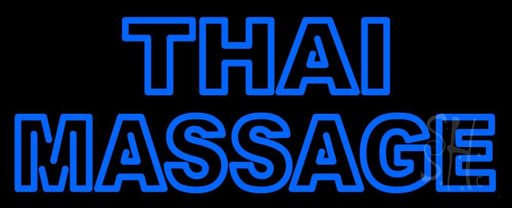 N105-1860-clear Double Stroke Thai Massage Clear Backing Neon Sign - Blue - 13 in. Tall x 32 in. Wide