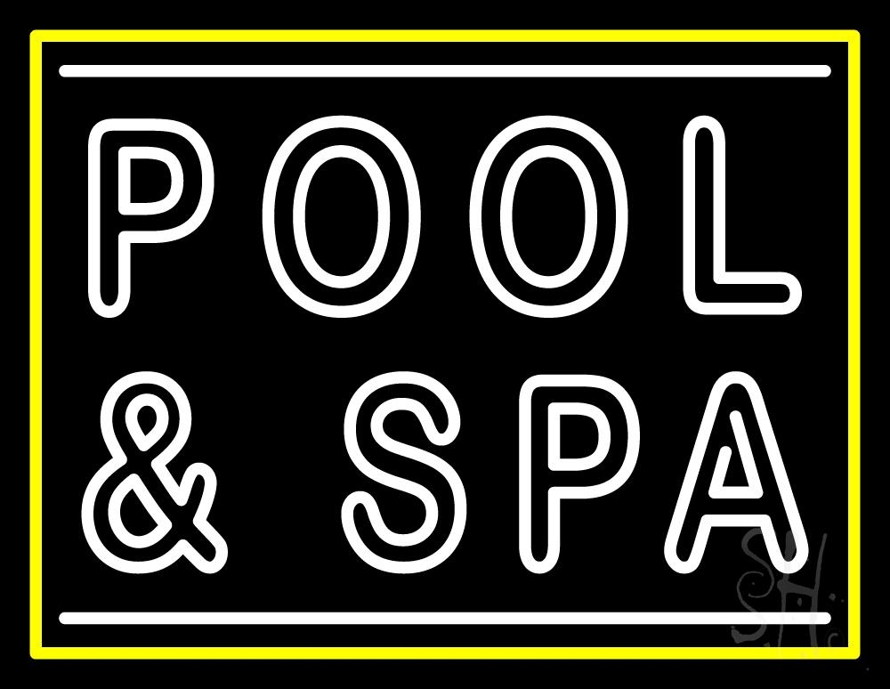 N105-1893-clear White Pool & Spa Clear Backing Neon Sign - White & Yellow - 24 in. Tall x 31 in. Wide