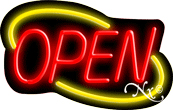 N100-06365-clear Deco Style Red Open with Yellow Border Clear Backing Neon Sign - Red & Yellow - 14 in. Tall x 22 in. Wide