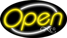 N100-06462-clear Yellow Open with White Border Oval Animated Clear Backing Neon Sign - Yellow & White - 17 in. Tall x 30 in. Wide