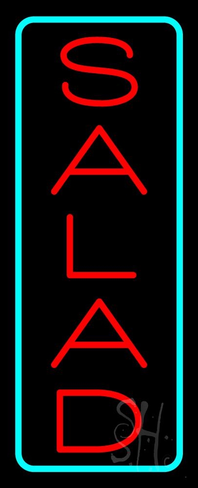 N105-1444-clear Red Salad with Blue Border Clear Backing Neon Sign - Red & Turquoise - 32 in. Tall x 13 in. Wide