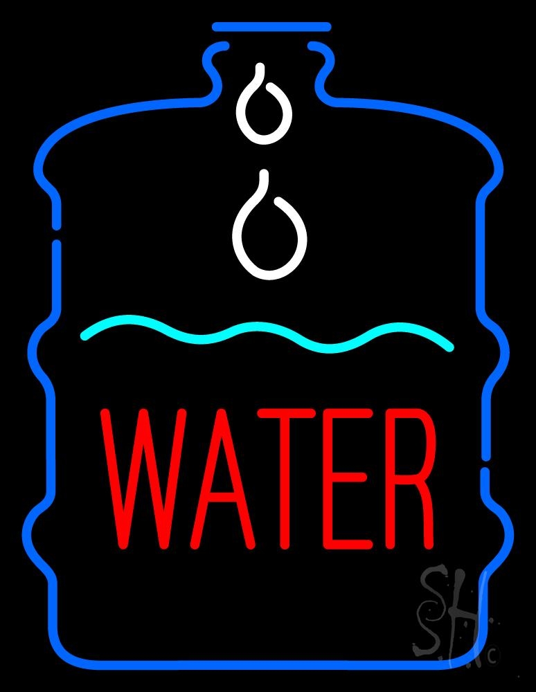 N105-1445-clear Red Water In Bottle Clear Backing Neon Sign - Blue, White, Turquoise & Red - 31 in. Tall x 24 in. Wide